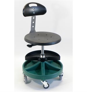 Montørstol med ekstra bakke og ryglæn.